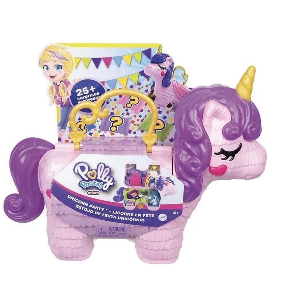 NEW-Unicorn Party Large Compact Playset Micro Polly Pocket Dolls 25+ Surprises